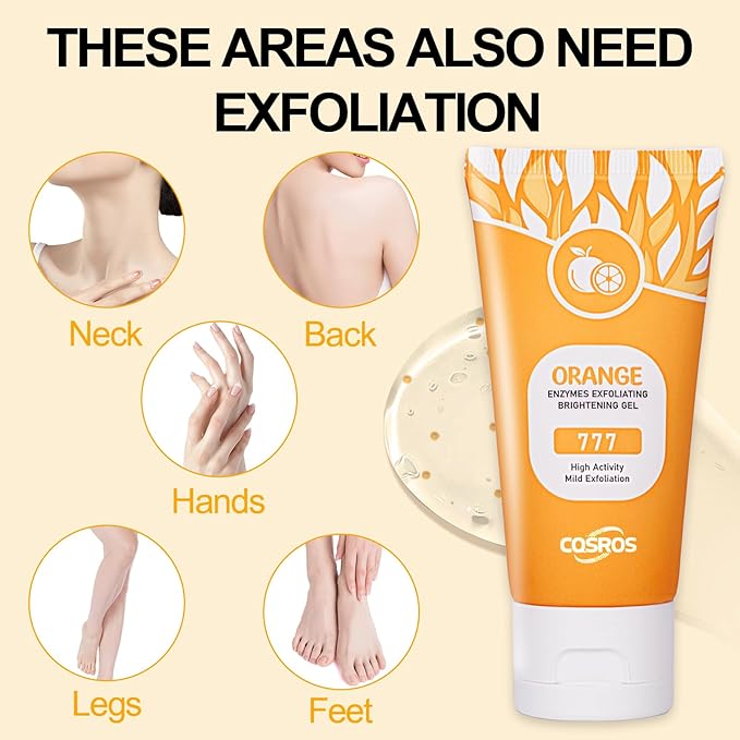 Orange Exfoliating Gel Scrub for Face and Body, Orange Peeling Gel, Deep Clean Pores, Remove Blackheads & Moisturize Skin for All Types Skin (2PCS)
