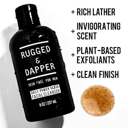 RUGGED & DAPPER - Daily Mens Face Wash + Scrub - 5 Month Supply - Deep Exfoliating Cleanser - Prevents Breakouts - Acne Face Wash Men's - USA Made with Natural Ingredients