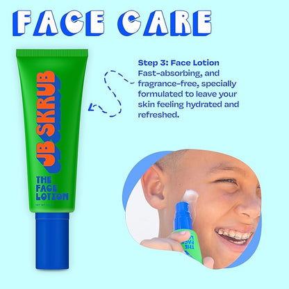 JB SKRUB The Face Kit – Pimple Patches, Pads, Wash & Lotion – Complete Skincare Set for Kids, Tweens & Teens