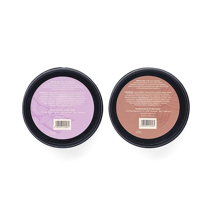 Bali Soap - Musky Vanilla & Creamy Chocolate - Mix Set of 2 - Nourishing and Extra Moisturizing Body Butter For Dry Skin - Enriched with Cocoa Butter, Olive Oil, Aloe Vera and Vitamin E - 7 oz each