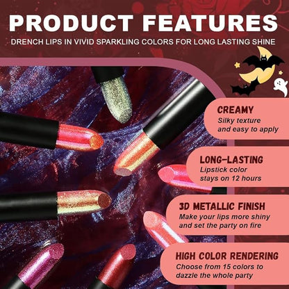 Bronze Brown Metallic Lipstick for Women,Lightweight Non-Drying Shimmer Frosted Lipsticks,Glitter Lip Gloss Stain Long Lasting Waterproof No Smudge Proof No Transfer 12 Hour,Cruelty-Free Makeup