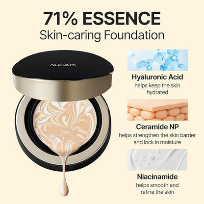 [NEW] AGE20'S Signature Essence Pact | 27C HONEY | Vegan Korean Cushion Foundation | Pack of 1 | Cream Foundation, Dewy & Glow Finish, Natural Coverage, SPF 50+
