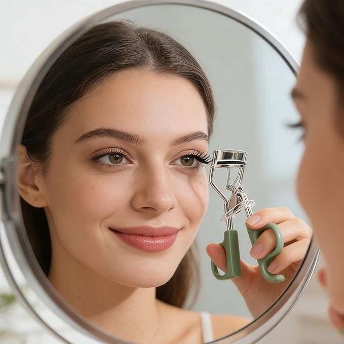 Professional Eyelash Curler,1 Count Eyelash Curlers, Eyelash Curler with Pads, Pain-Free Lash Curler with Non-Slip Handle, Gentle for Sensitive Eyes, Fits All Eye Shapes (Green)