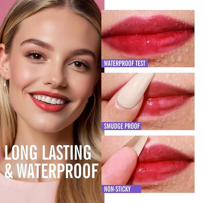 KIMUSE Tattoo Peel & Reveal Lip Stain, Waterproof Long Lasting Peel Off Lip Liner Tattoo, Non Stick Color Peel Off Mask Lip Gloss Makeup