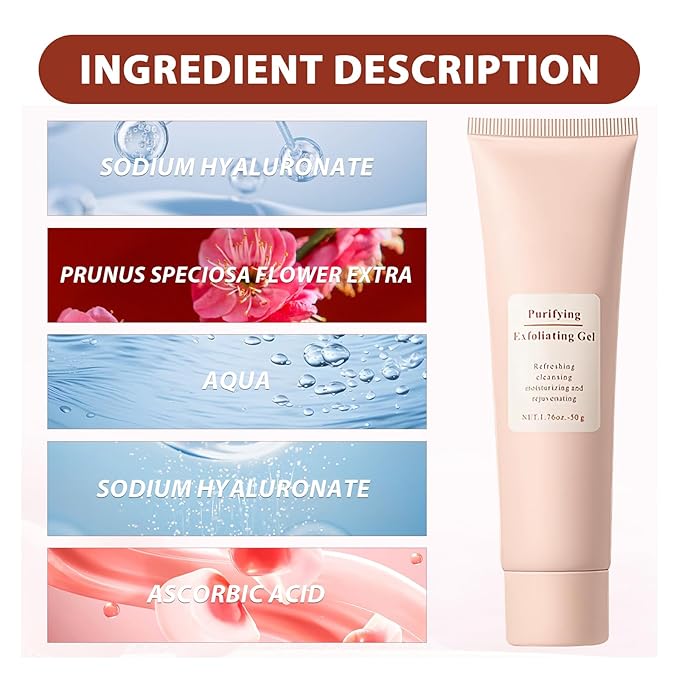 Purifying Exfoliating Gel,Facial Exfoliator Cleanser,Natural Exfoli ating Gel Purifying Cream,Deep Cleansing Face and Body Exfoliating Scrub Gels for All Skin (3Pcs)