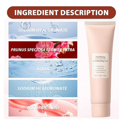 Purifying Exfoliating Gel,Facial Exfoliator Cleanser,Natural Exfoli ating Gel Purifying Cream,Deep Cleansing Face and Body Exfoliating Scrub Gels for All Skin (3Pcs)