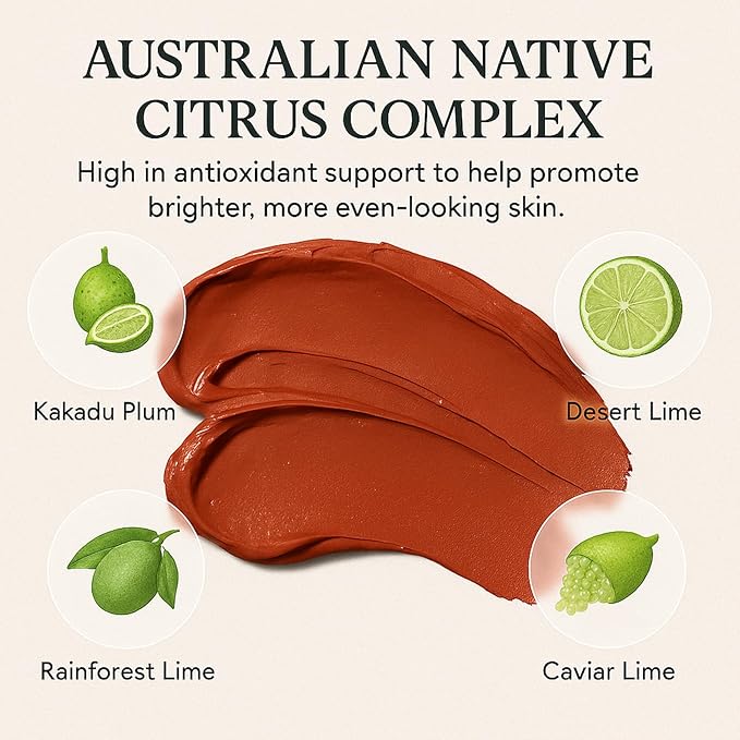 Australian Red Clay Face Mask, Mineral-Rich Detox Mud Mask with Kakadu Plum, Desert & Rainforest Lime Extracts, for Radiant-Looking, Smoother Skin, All Skin Types, 100 mL (1)