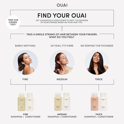 OUAI Thick Shampoo - Moisturizing Shampoo with Keratin, Marshmallow Root, Shea Butter, Avocado Oil for Thick Hair - Strengthens & Hydrates Strands - Paraben, Phthalate & Sulfate Free (10 Fl Oz)
