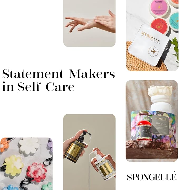 Spongelle Beach Grass Spongette Loofah Body Scrubber | Bath & Shower Loofah for Women | Body Scrubber Exfoliator with Body Wash Infused Sponge | 5+ uses | Crisp Marine, Green Tea & White Amber