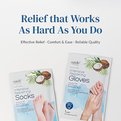 Epielle Intensive Repairing Hand Mask 6 Pairs, Deep Moisturizing Gloves for Dry, Cracked Hands, Self Care Gifts for Women, Spa Kit, Stocking Stuffers, Thanksgiving Essentials