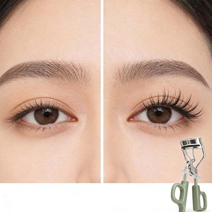 Professional Eyelash Curler,1 Count Eyelash Curlers, Eyelash Curler with Pads, Pain-Free Lash Curler with Non-Slip Handle, Gentle for Sensitive Eyes, Fits All Eye Shapes (Green)