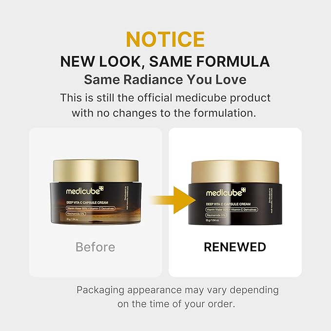 medicube Capsule Cream with Deep Vitamin C | Liposome Vitamin C Golden Capsule for Radiance & Firm-Looking Skin | Hydrating Glow Gel Texture | Korean Skincare, 1.94 oz