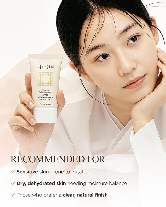 Moisture Daily Sunscreen SPF 50 - Korean Face Sunscreen, Broad Spectrum UV Protection with Ginseng & Niacinamide - Hydrating Lightweight Formula, No White Cast, K-Beauty, 1.7 oz.