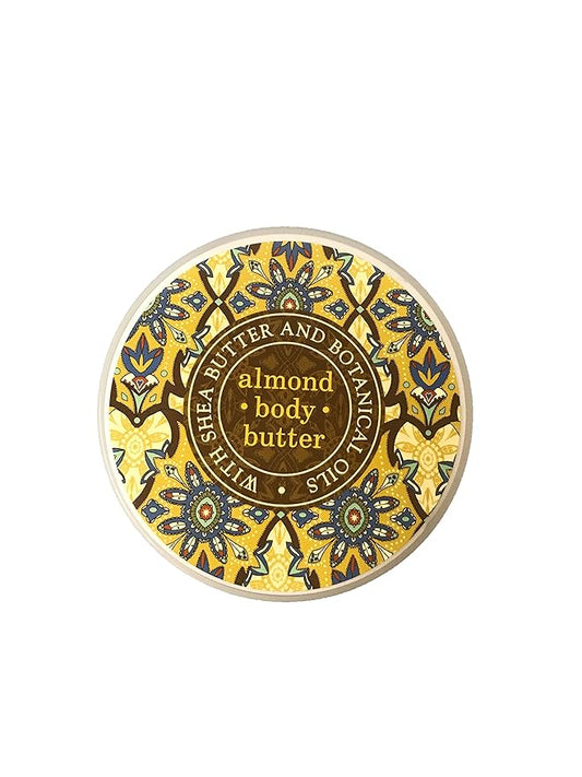 Greenwich Bay Trading Company Botanic Body Butter with Shea Butter and Cocoa Butter, Almond Scent, 8oz Tub