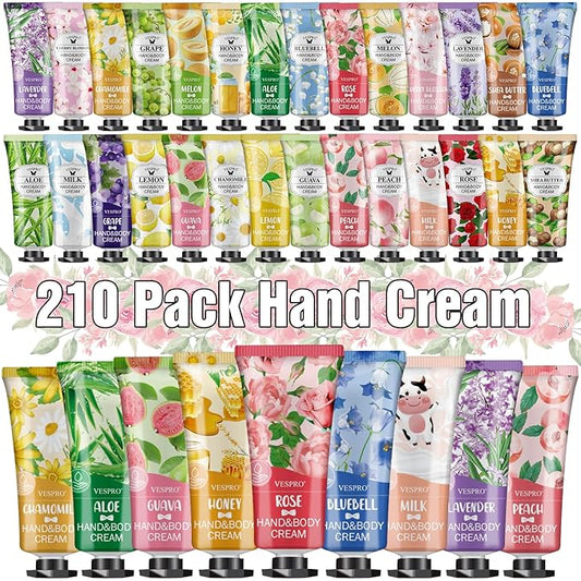 210 Pack Moisturizing Hand Cream Gifts Set, Stocking Stuffers for Wome, Hand Lotion Travel Size for Dry Cracked Hands, Bulk Hand Lotion for Christmas Gifts, Mom Gifts, Bridesmaid Gifts, Small Gifts