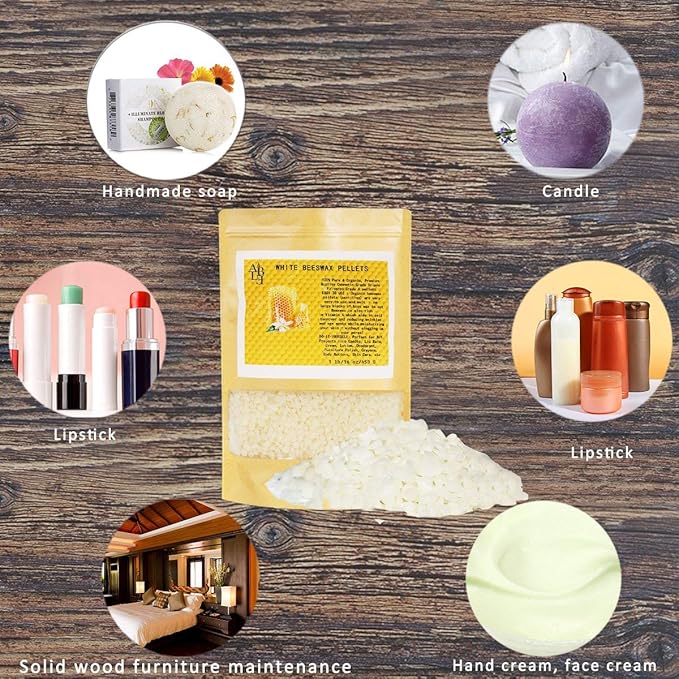White Beeswax Pellets 5 lb 100% Pure and Natural Triple Filtered for Skin, Face, Body and Hair Care DIY Creams, Lotions, Lip Balm and Soap Making Supplies