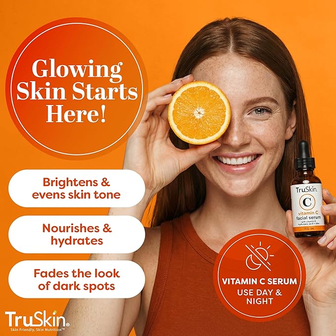 TruSkin Vitamin C Serum for Face – Anti Aging Face Serum with Hyaluronic Acid & Vitamin E – Brightening Formula for Improving Appearance of Dark Spots, Fine Lines & Wrinkles – All Skin Types, 2 Fl Oz