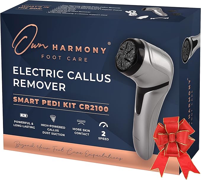 Electric Foot Callus Remover with Vacuum - Own Harmony Professional Pedicure Tools Kit for Powerful Pedi Feet Care Vac, Electronic Foot File CR2100, Best for Hard, Dry, Cracked, Dead Skin (3 Rollers)