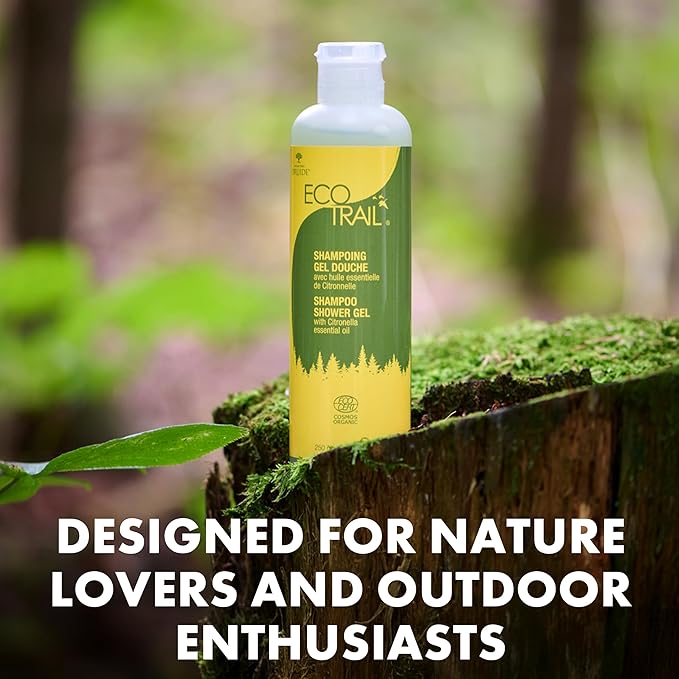 Citronella Shampoo & Shower Gel – Ecotrail 2-in-1 Shampoo And Shower Gel – Biodegradable & All-Natural – Purifying, Toning & Soothing Ingredients – 250 ml (8.4 oz) Lemongrass