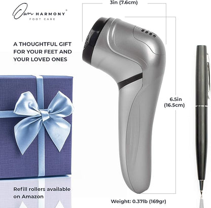 Electric Foot Callus Remover with Vacuum - Own Harmony Professional Pedicure Tools Kit for Powerful Pedi Feet Care Vac, Electronic Foot File CR2100, Best for Hard, Dry, Cracked, Dead Skin (3 Rollers)