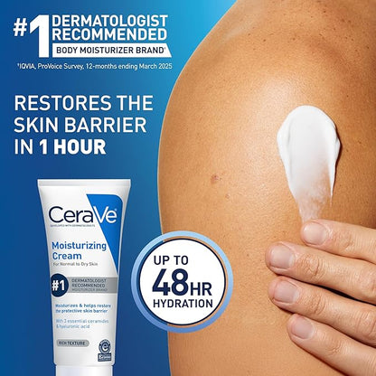 CeraVe Moisturizing Cream, Face Body Moisturizer, Normal to Dry Skin, 8 Fl Oz