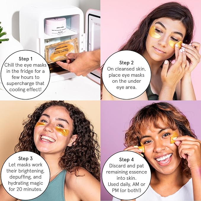 grace & stella Award Winning Under Eye Mask - Stocking Stuffers for Women - Gifts for Teenage Girls - Gel Eye Patches for Dark Circles, Puffy Eyes, Undereye Bags - Vegan - Self Care (24 Pairs, Gold)