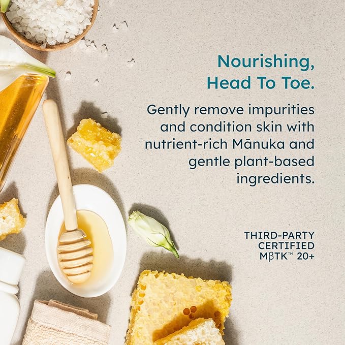 MELORA Manuka Honey Body Wash (7 Oz) - Moisturizing Skin Care Body Soap with Manuka Honey & Oil for Acne, Dry, or Sensitive Skin - Moisturizing Travel Size Shower Gel for Women & Men