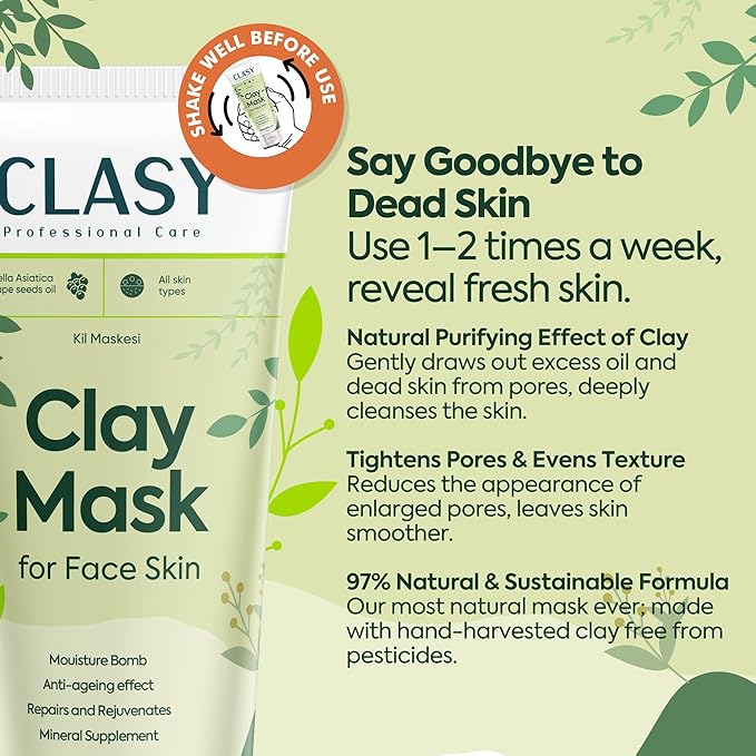 Clay Mask for Face – Pore Firming & Deep Cleansing Face Mask | Anti-Blackhead | Oil Balancing | Moisturising & Natural Ingredients, 100ml