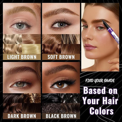 UCANBE Eyebrow Pen, Dual-Curved Eyebrow Pencils for Women, 2-in-1 Brow Pencil with 2-Fork-Tip & Precise Brush-Tip for Natural Hair-Like Brows, Waterproof Microblading Brow Pen Last 24Hrs(Black Brown)