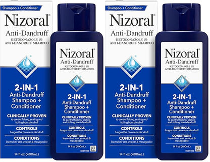 Nizoral 2-in-1 Anti Dandruff Shampoo and Conditioner,14 Fl Oz,1% Ketoconazole,(Pack of 2)