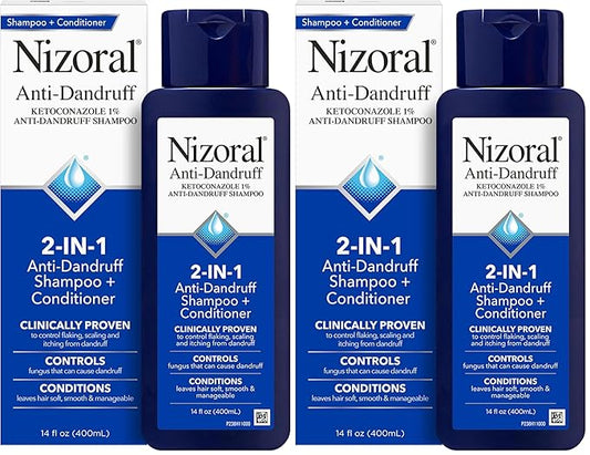 Nizoral 2-in-1 Anti Dandruff Shampoo and Conditioner,14 Fl Oz,1% Ketoconazole,(Pack of 2)