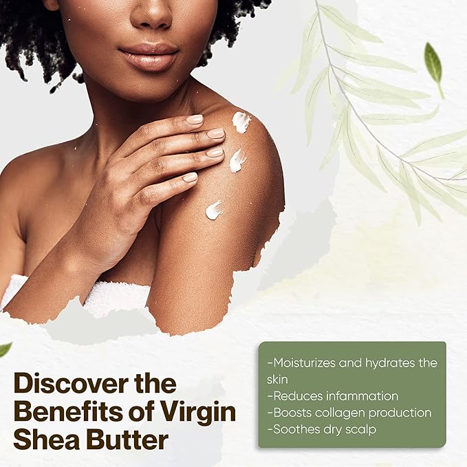 Virgin Shea Butter Raw Unrefined 1 lb – 100% Pure & Natural, Cold Pressed from Ghana, Creamy Texture with Natural Nut Aroma, for Skin, Hair Care, DIY Skincare & Beauty Recipes (Net wt: 0.45kg / 16 oz)