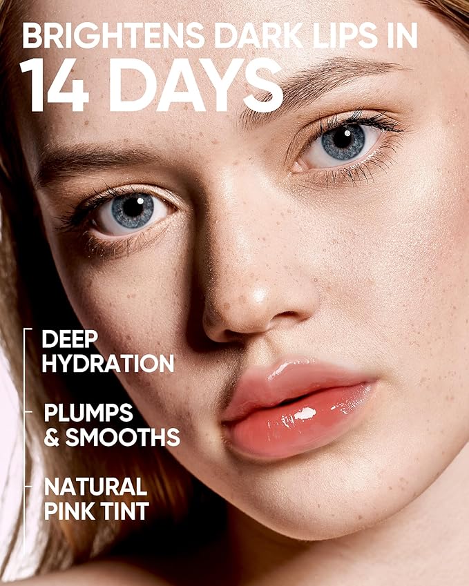 Peptide Brightening Lip Serum, Hydrating & Plumping Tinted Lip Gloss, Moisturizing Lip Balm with Polypeptides & Squalane for Glossy Sheer, Smooth Lips (06 Cherry Red)