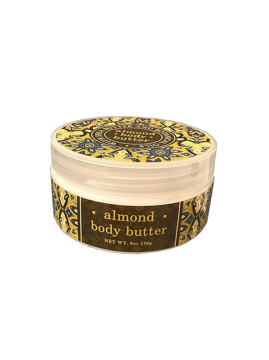 Greenwich Bay Trading Company Botanic Body Butter with Shea Butter and Cocoa Butter, Almond Scent, 8oz Tub