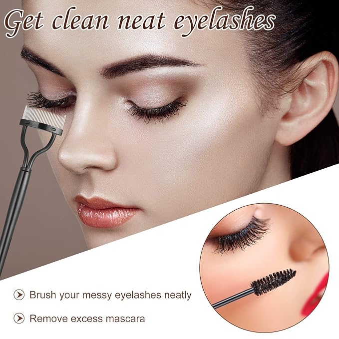 Bencailor 17 Pcs Eyelash Curlers Kit Lash Curler Eyelash Comb Seperator Extension Tweezers Eyebrow Brush Scissors False Eyelashes Applicator Eyebrow Trimmer Silicone Refills Pads for Women (Orange)