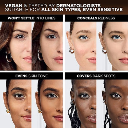 L'Oreal Paris True Match Super-Blendable Foundation, Medium Coverage Liquid Foundation Makeup, N3, Light Medium, 1 Fl Oz