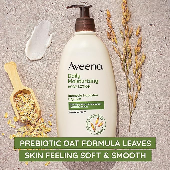 Aveeno Daily Moisturizing Lotion & Wash Regimen Pack, Nourishing Daily Moisturizing Body Lotion for Dry Skin, 18 oz, & Hydrating Body Wash with Soothing Prebiotic Oat, 18 oz, 2 Items