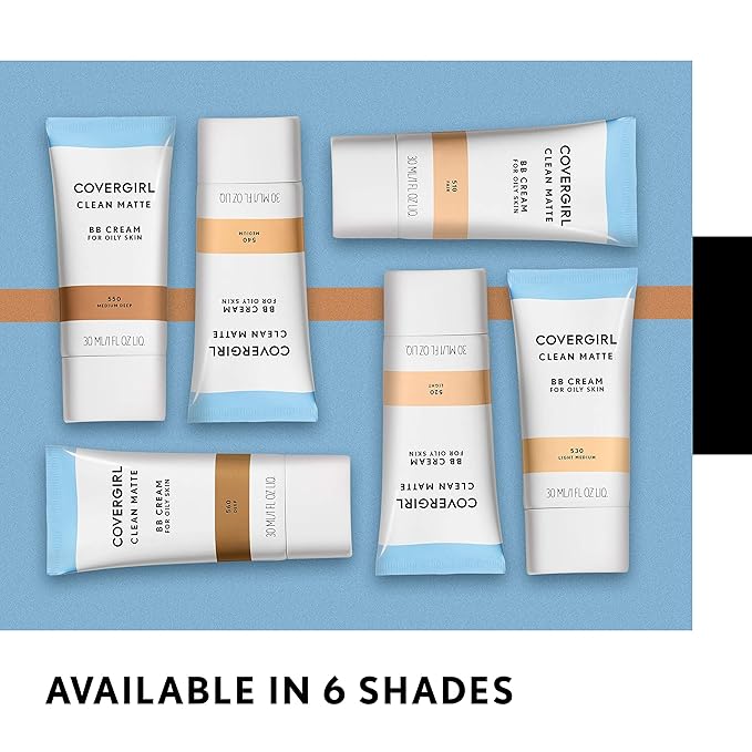 COVERGIRL - Clean Matte BB Cream, Oil-Free, Long-Lasting, Sensitive Skin, Lightweight, 100% Cruelty-Free