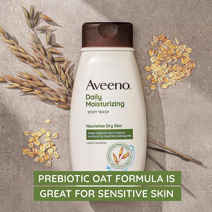 Aveeno Daily Moisturizing Lotion & Wash Regimen Pack, Nourishing Daily Moisturizing Body Lotion for Dry Skin, 18 oz, & Hydrating Body Wash with Soothing Prebiotic Oat, 18 oz, 2 Items