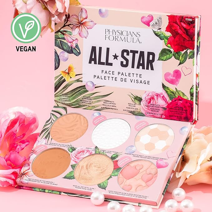 Physicians Formula All-Star Face Palette, Velvety-Smooth Buildable & Blendable Formulas,Versatile Matte and Multidimensional Shades, Cruelty-Free & Vegan - Natural
